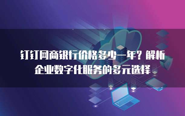 钉钉网商银行价格多少一年?解析企业数字化服务的多元选择