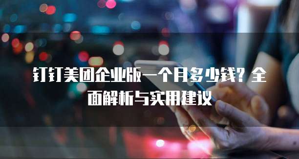 钉钉美团企业版一个月多少钱?全面解析与实用建议