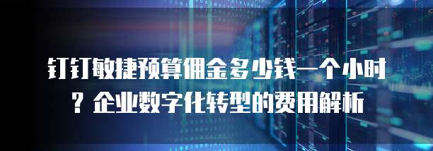 钉钉敏捷预算佣金多少钱一个小时?企业数字化转型的费用解析
