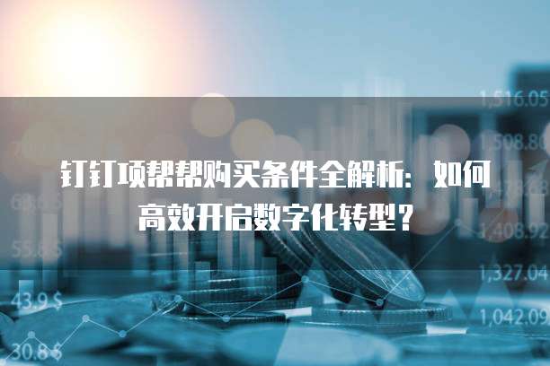 钉钉项帮帮购买条件全解析:如何高效开启数字化转型?