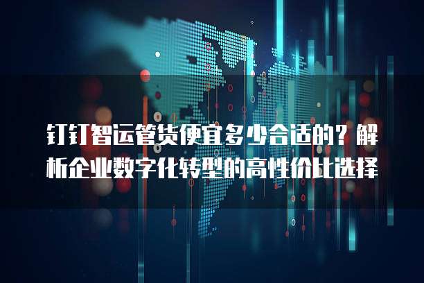 钉钉智运管货便宜多少合适的?解析企业数字化转型的高性价比选择
