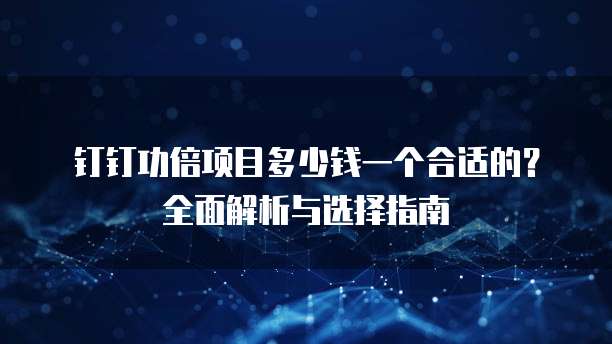 钉钉功倍项目多少钱一个合适的？全面解析与选择指南