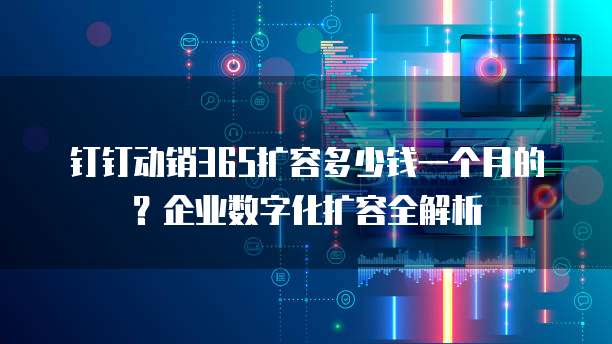 钉钉动销365扩容多少钱一个月的?企业数字化扩容全解析