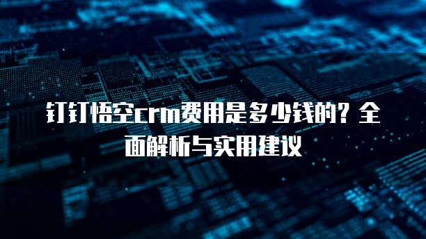 钉钉悟空crm费用是多少钱的?全面解析与实用建议