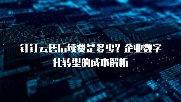 钉钉云售后续费是多少？企业数字化转型的成本解析