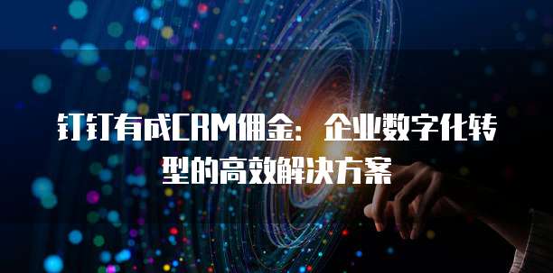 钉钉有成CRM佣金:企业数字化转型的高效解决方案