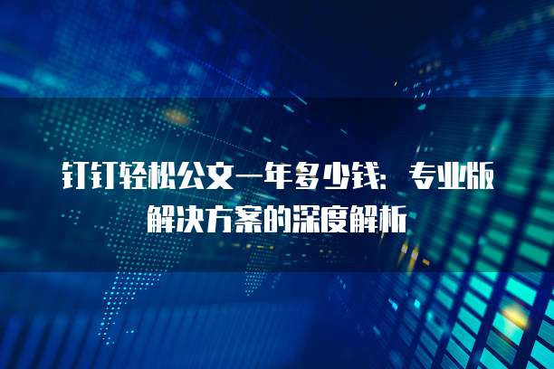 钉钉轻松公文一年多少钱:专业版解决方案的深度解析
