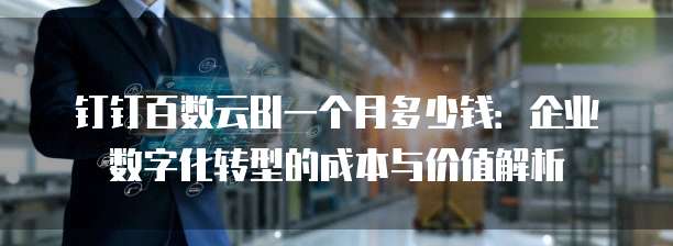 钉钉百数云BI一个月多少钱:企业数字化转型的成本与价值解析
