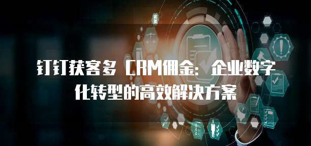 钉钉获客多 CRM佣金:企业数字化转型的高效解决方案