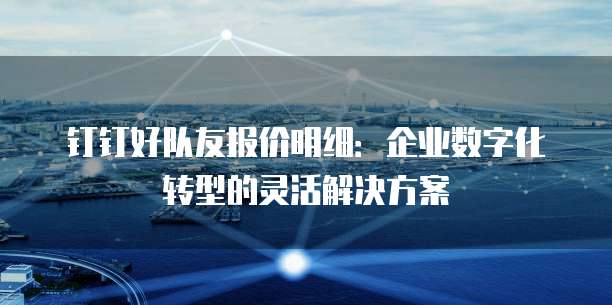 钉钉好队友报价明细:企业数字化转型的灵活解决方案