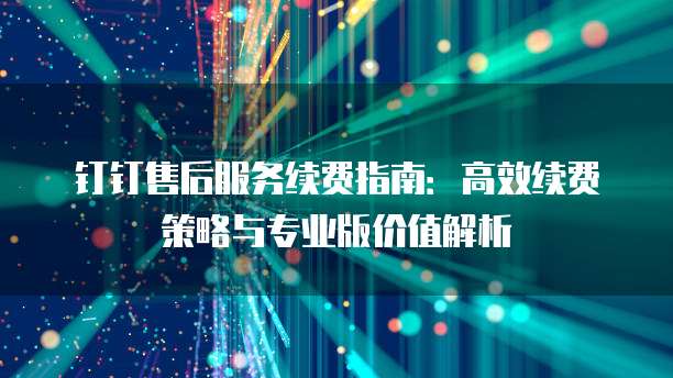 钉钉售后服务续费指南：高效续费策略与专业版价值解析