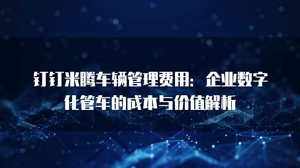 钉钉米腾车辆管理费用：企业数字化管车的成本与价值解析