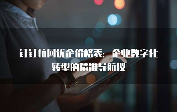 钉钉杭网优企价格表:企业数字化转型的精准导航仪