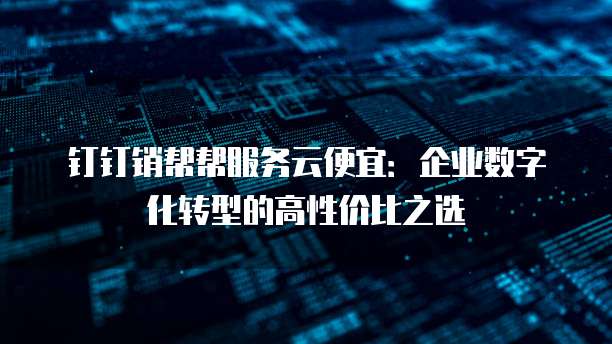 钉钉销帮帮服务云便宜：企业数字化转型的高性价比之选