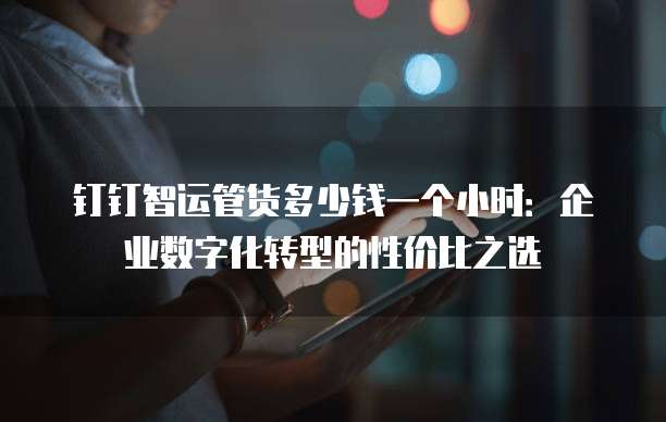 钉钉智运管货多少钱一个小时：企业数字化转型的性价比之选