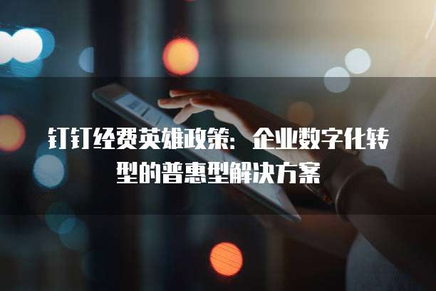 钉钉经费英雄政策：企业数字化转型的普惠型解决方案