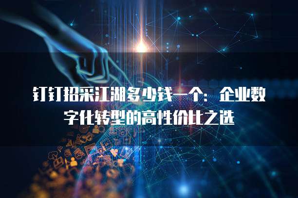 钉钉招采江湖多少钱一个:企业数字化转型的高性价比之选