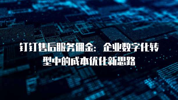 钉钉售后服务佣金：企业数字化转型中的成本优化新思路