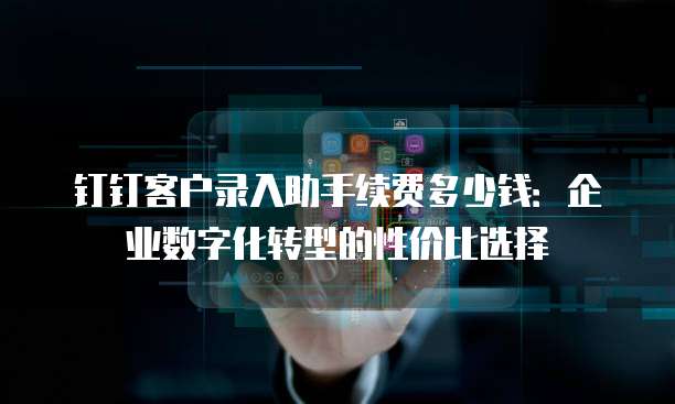 钉钉客户录入助手续费多少钱:企业数字化转型的性价比选择