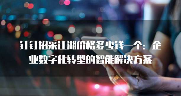 钉钉招采江湖价格多少钱一个:企业数字化转型的智能解决方案