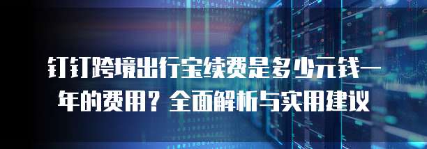 钉钉跨境出行宝续费是多少元钱一年的费用?全面解析与实用建议