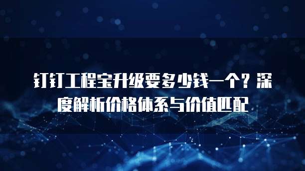 钉钉工程宝升级要多少钱一个？深度解析价格体系与价值匹配