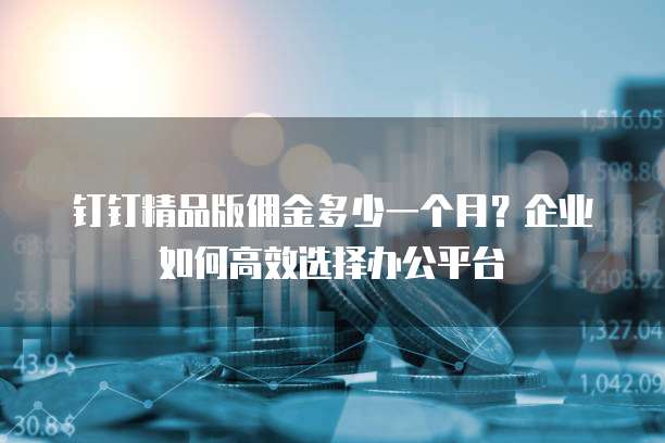 钉钉精品版佣金多少一个月?企业如何高效选择办公平台