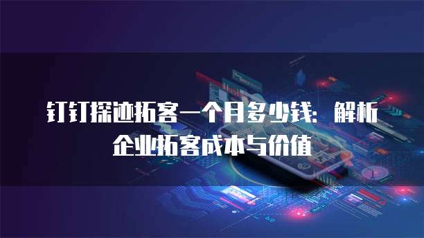 钉钉探迹拓客一个月多少钱：解析企业拓客成本与价值
