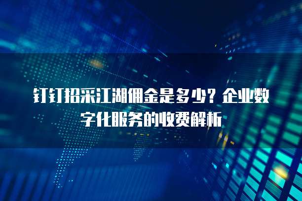 钉钉招采江湖佣金是多少?企业数字化服务的收费解析