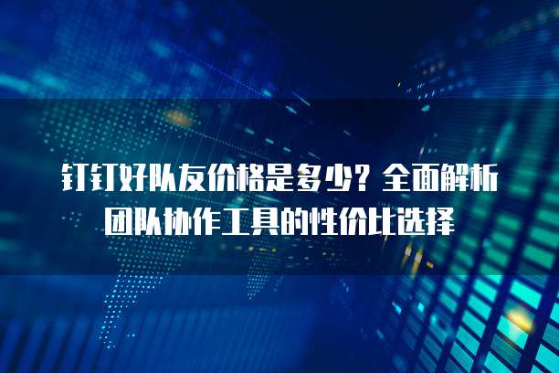 钉钉好队友价格是多少？全面解析团队协作工具的性价比选择