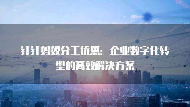 钉钉蚂蚁分工优惠：企业数字化转型的高效解决方案