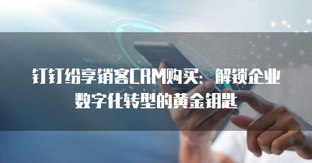 钉钉纷享销客CRM购买:解锁企业数字化转型的黄金钥匙