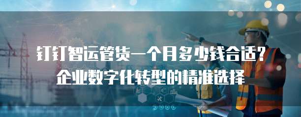 钉钉智运管货一个月多少钱合适?企业数字化转型的精准选择