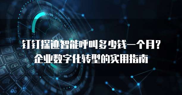 钉钉探迹智能呼叫多少钱一个月?企业数字化转型的实用指南