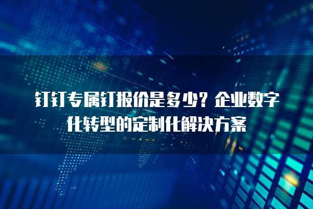 钉钉专属钉报价是多少？企业数字化转型的定制化解决方案