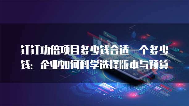 钉钉功倍项目多少钱合适一个多少钱：企业如何科学选择版本与预算