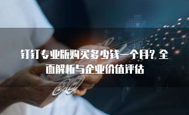 钉钉专业版购买多少钱一个月？全面解析与企业价值评估