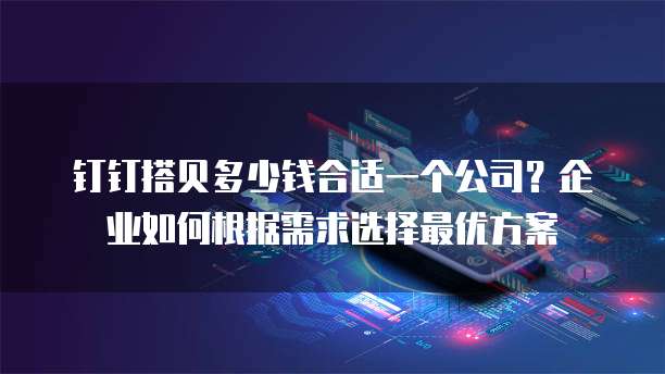 钉钉搭贝多少钱合适一个公司？企业如何根据需求选择最优方案
