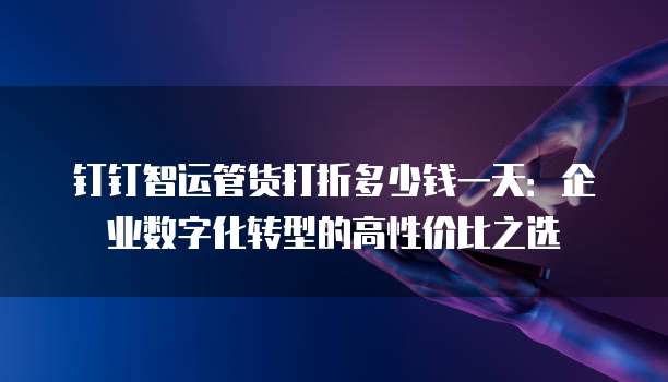 钉钉智运管货打折多少钱一天:企业数字化转型的高性价比之选