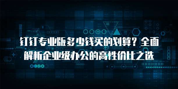 钉钉专业版多少钱买的划算?全面解析企业级办公的高性价比之选