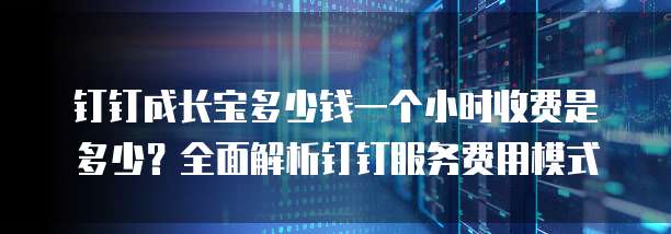 钉钉成长宝多少钱一个小时收费是多少？全面解析钉钉服务费用模式